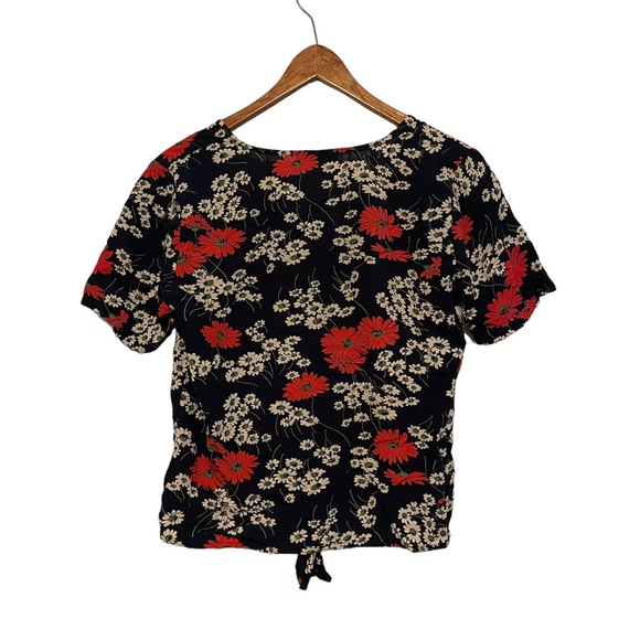 Madewell Hillside Daises Floral Tie Front Short‎ Sleeve Blouse Size XS - Picture 2 of 5